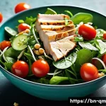 Home 12 여름 샐러드를 위한 신선한 허브 활용법 - **Prompt:** A vibrant, close-up shot of a gourmet fresh salad bowl, bursting with color and texture....