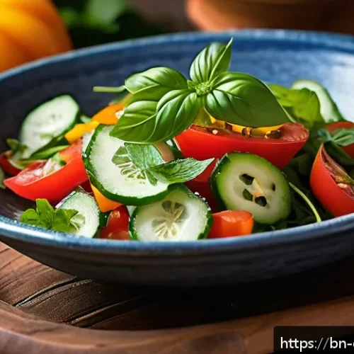 Home 31 가을철 샐러드의 맛을 돋우는 향신료 - A vibrant autumn salad scene featuring fresh mint leaves, coriander leaves, and basil leaves artfull...