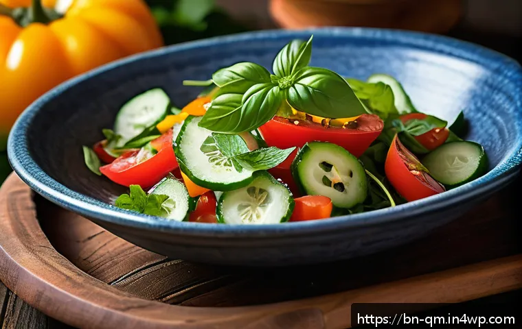 가을철 샐러드의 맛을 돋우는 향신료 - A vibrant autumn salad scene featuring fresh mint leaves, coriander leaves, and basil leaves artfull...